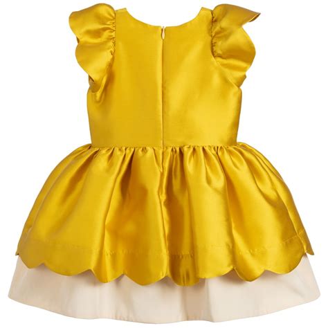 Hucklebones London Yellow And Ivory Satin Dress Childrensalon Outlet