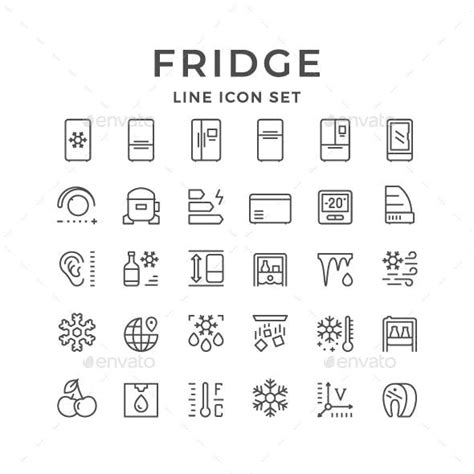 Set Line Icons Of Fridge In 2020 Line Icon Icon Fridge