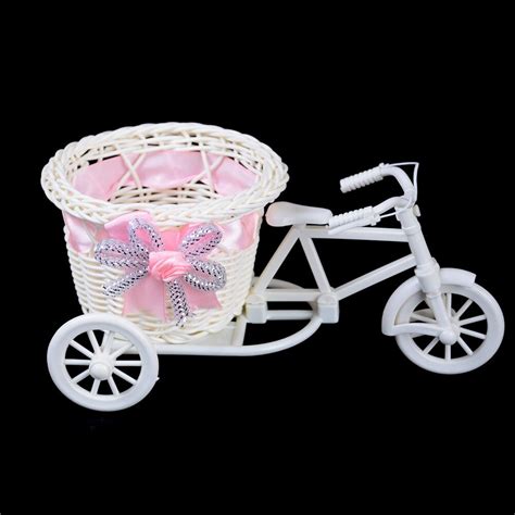 Rattan Bicycle Storage Basket Float Vase Plant Stand Holder Tricycle