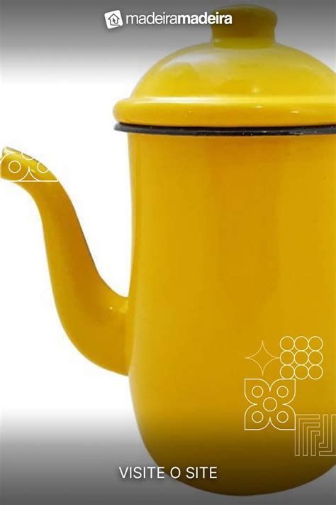 Bule Aço Esmaltado Para Café Chá 125 Litros Tradicional Amarelo