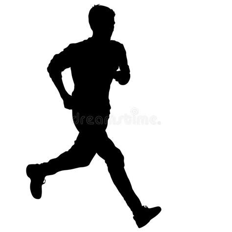 Black Silhouettes Runners Sprint Men On White Background Stock Vector