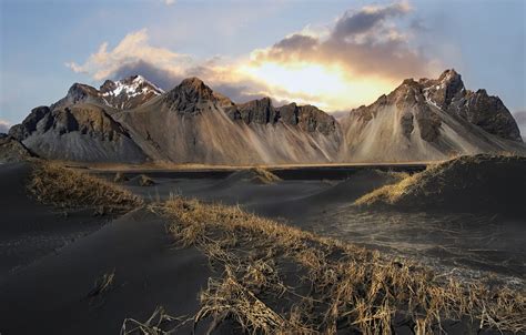 Wallpaper Landscape Mountains Iceland Vesturhorn Images For Desktop