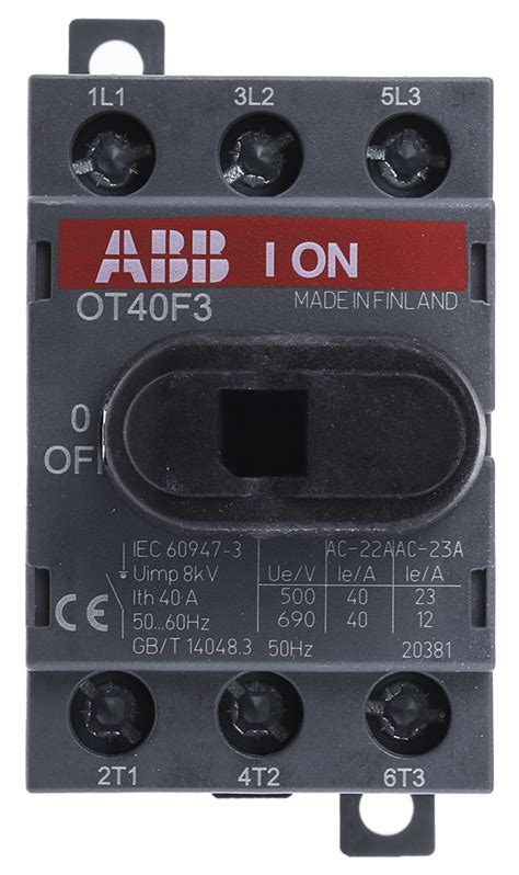 Ot40f3 1sca104902r1001 Abb 3p Pole Din Rail Non Fused Isolator Switch