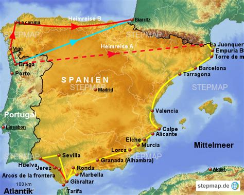 Interaktiver funktionen wie reiseplanung hier finden sie eine landkarte für spanien. StepMap - Spanien - Landkarte für Spanien