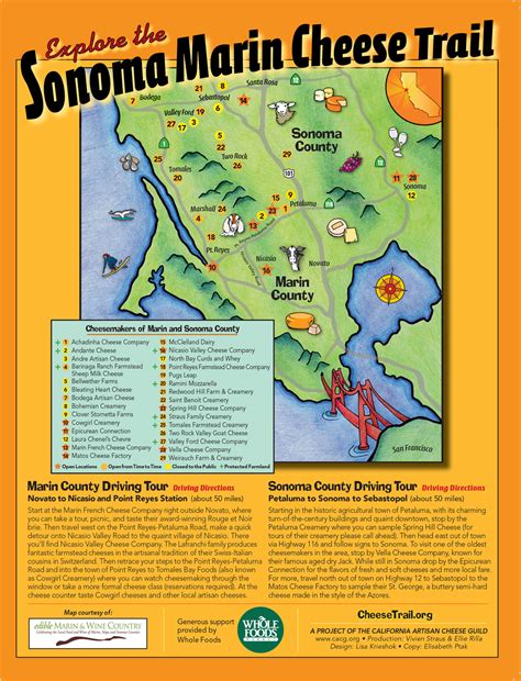The Sonoma Marin Cheese Trail Map Edible Marin And Wine Country