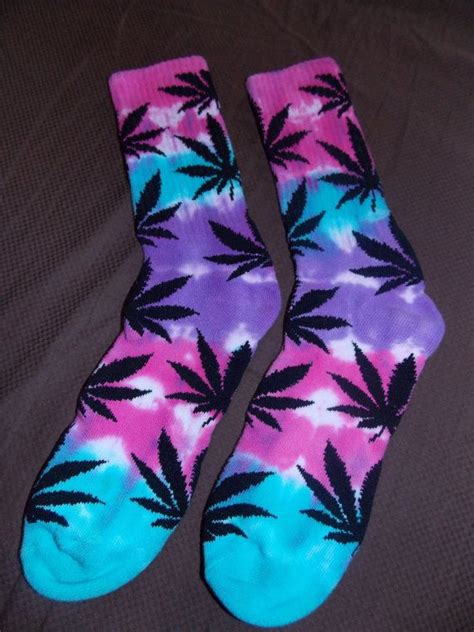 Tie Dyed Weed Leaf Socks Etsy Weed Leaf Socks Cannabis Clothing