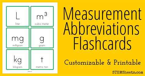 Measurement Abbreviations Flashcards Stem Sheets