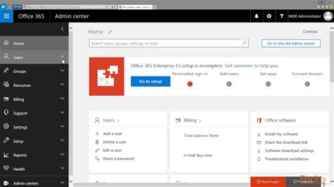 how do i get to office 365 admin center office views