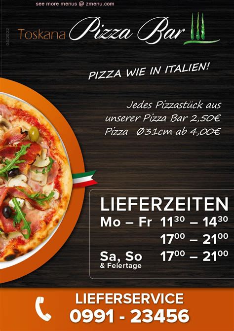 Online Menu Of Toskana Pizza Bar Restaurant Deggendorf Germany 94469