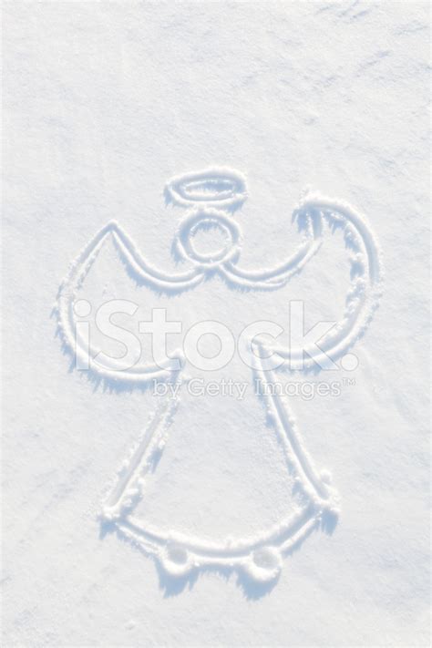 Drawing Of Christmas Snow Angel In Winter Vertical Stock Photo