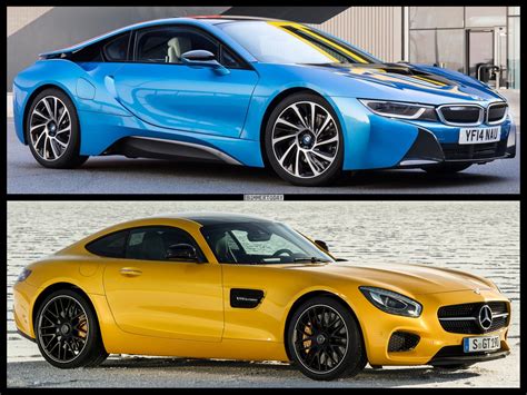 The bmw m4 gts is the culmination of sportsmanship and racing into a single product. Image Comparison: Mercedes-Benz GT vs. BMW i8 sportscar duel