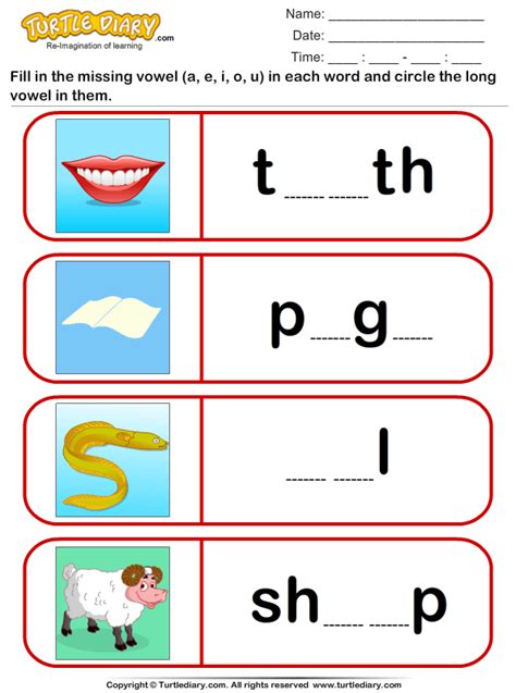 This printable long vowel u words worksheet is perfect for kids that learning to recognize the long vowel u sound. Long A E I O and U Vowel Worksheet - Turtle Diary