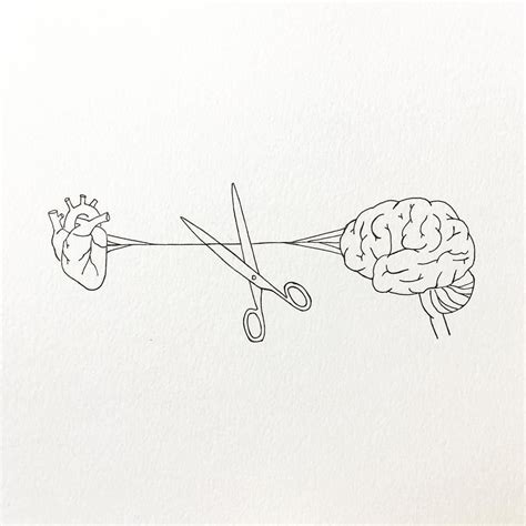 Penandink Drawing Illustration Heart Brain Sketchbook Line Art