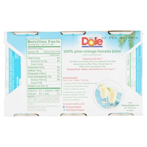 Dole Pineapple Orange Banana Juice Nutrition Facts Blog Dandk