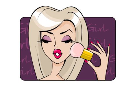 Make Up Girl Cartoon Illustration Free Vector 03 Free Download