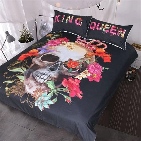 3d King And Queen Sugar Skull Bedding Set Skull Bedding Sets Queen