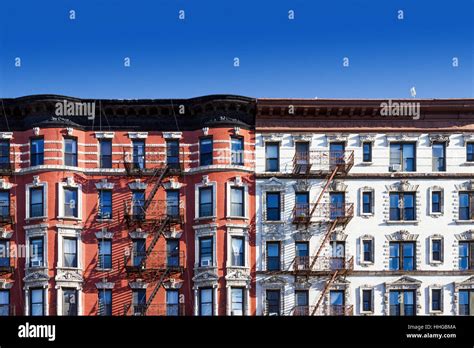 New York City Block Of Old Historic Apartment Buildings In The East
