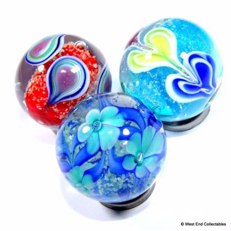 Set Of 3 X 22mm Glow In The Dark Glass Toy Marbles Handmade Marble Collectors Ebay Glass