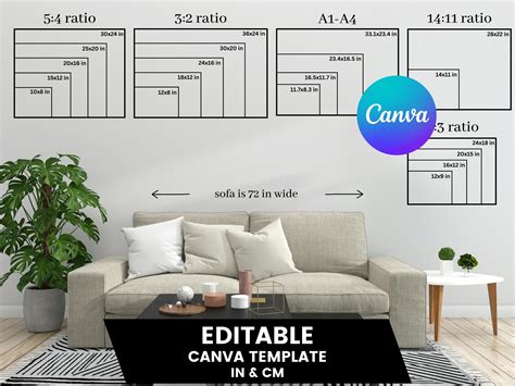 Horizontal Wall Art Size Guide, Size Comparison,Poster Frame Size Guide