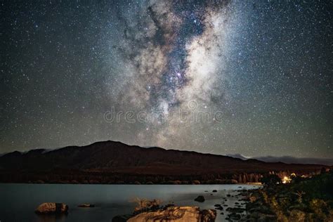 Astrophotography Of The Night Sky In Lake Tekapo New Zealand Stock