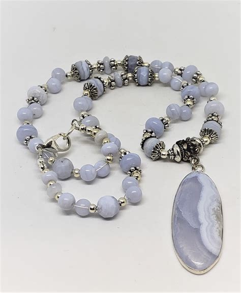 Blue Lace Agate Necklace N279