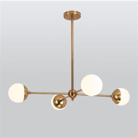 Mid Century Modern 4 Light Sputnik Chandelier For Dining Room Gold