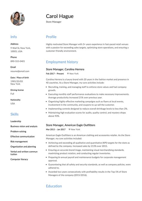Store Manager Resume Guide & + 12 Resume Samples | PDF | 2019