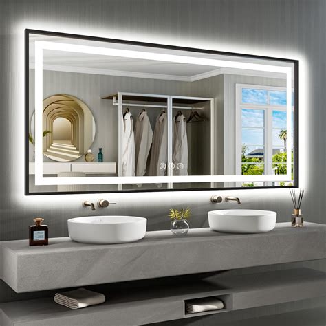 Amazon Com Amorho 72 X 36 LED Bathroom Mirror Framed Front Light And