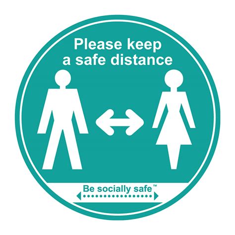 Please Keep Safe Distance Self Adhesive Floor Graphic Turquoise