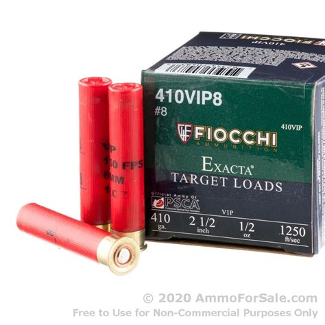410 Ga 2 12 8 Target Fiocchi 250 Rounds 410 Ammo For Sale