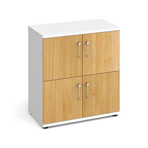 Wooden Storage Lockers 4 Door White With Oak Doors Lello Business