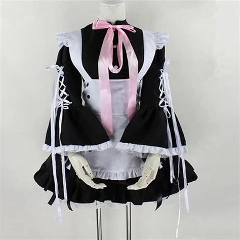 Sexy French Maid Costume Sweet Gothic Lolita Dress Anime Cosplay Sissy
