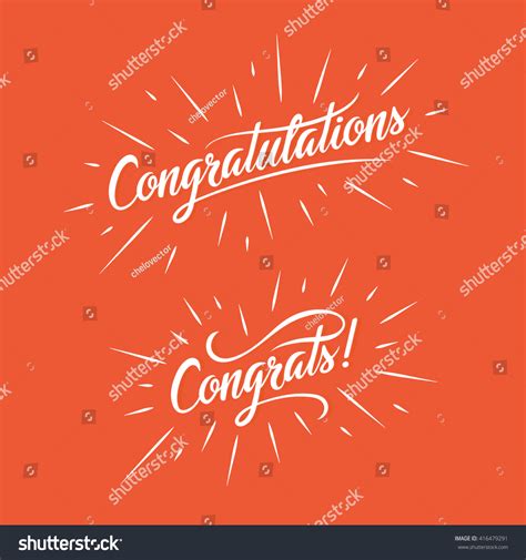 Congratulations Hand Lettering Illustration Calligraphic Greeting Stock