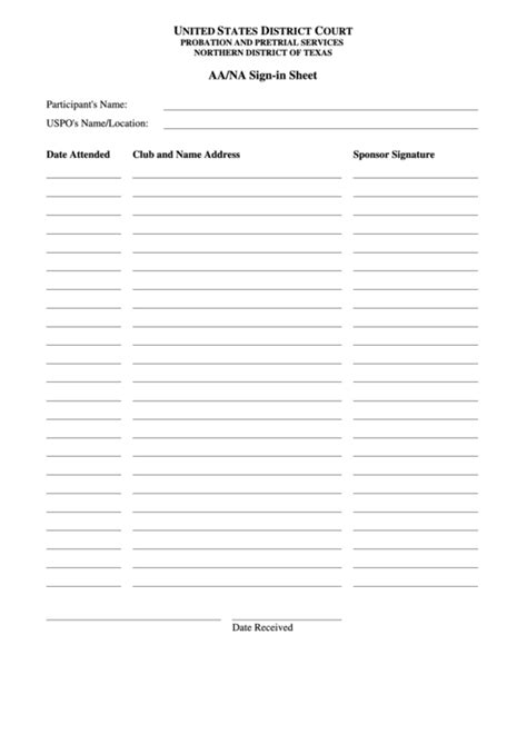 Fillable Aana Sign In Sheet Template Printable Pdf Download