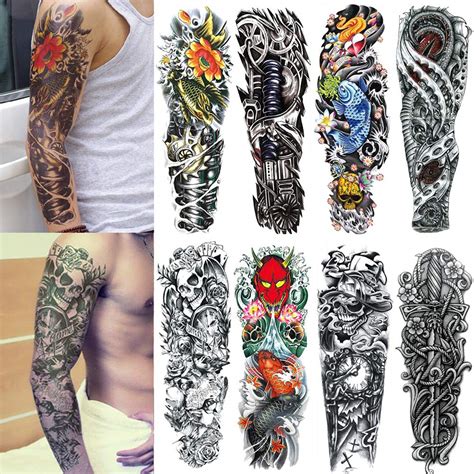 Buy Yesallwas 8 Sheets Full Arm Extra Large Temporary Tattoos Body Art