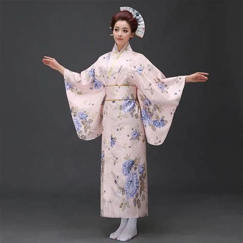 Japanese National Style Women Yukata Traditional Kimono With Obi Performance Dance Dress Cosplay