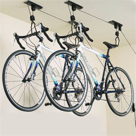 2 Racor Bike Lifts Ceiling Mount Bicycle Holder Storage Rack For Garage