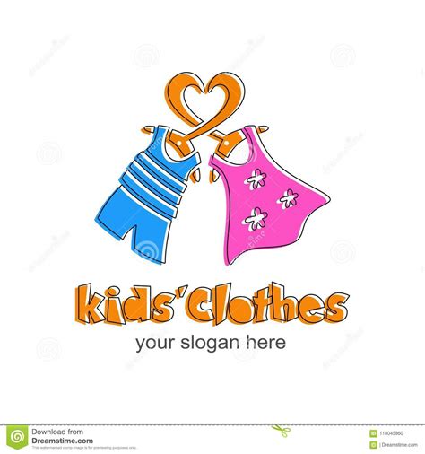 Kids Clothes Logo Sign For Children S Shop Stock