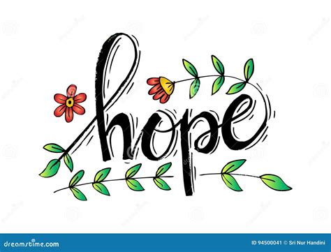 Letter Design Hope With Floral Stock Illustration Illustration Of