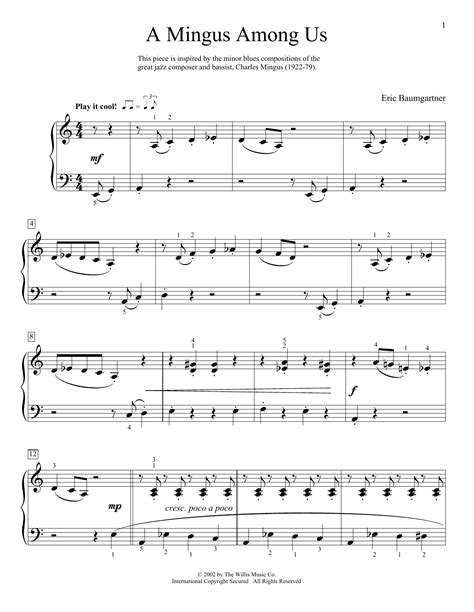 Eric Baumgartner A Mingus Among Us Sheet Music Notes Chords Download Printable Educational