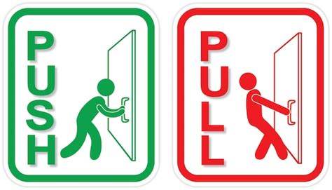 push pull door sigh vinyl sticker decal sign set of 2 etsy