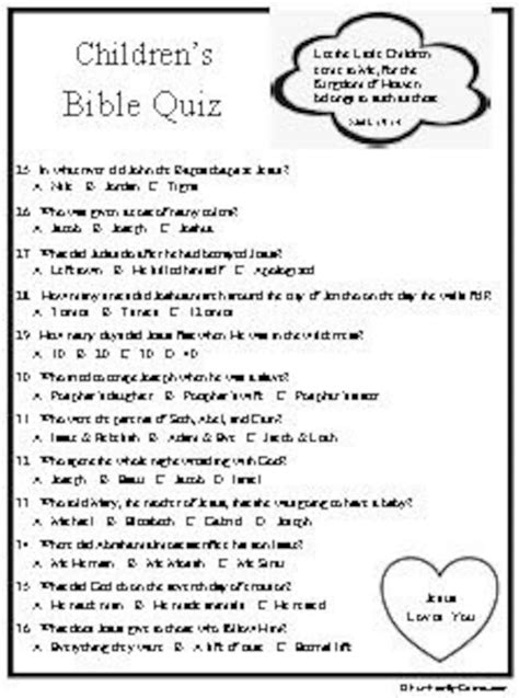 Challenge them to a trivia party! Children's Bible Quiz is a multiple choice quiz with | Etsy