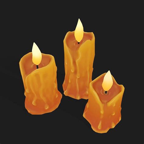 3d Model Stylized Melted Candles Pbr Vr Ar Low Poly Cgtrader