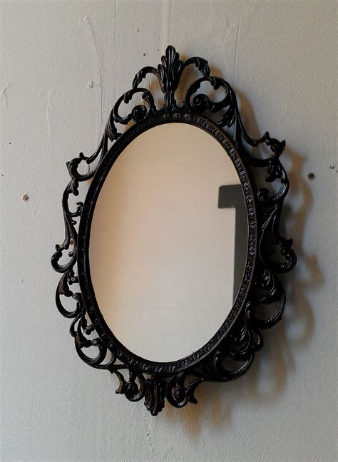 Dark Fairy Tale Mirror Ornate Vintage Frame In Jet Black Etsy