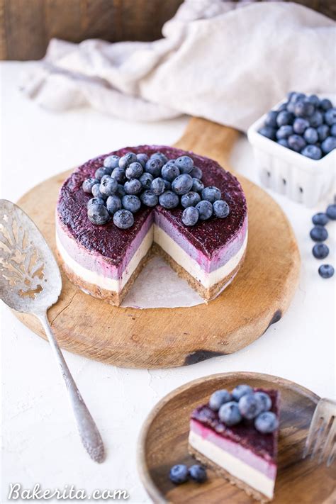 No Bake Layered Blueberry Cheesecake Gluten Free Paleo Vegan