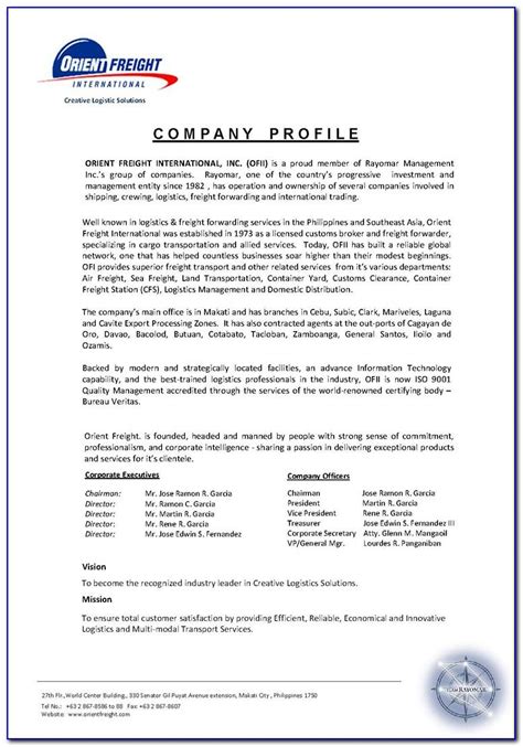 Travel Agent Company Profile Sample