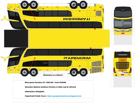 Sp Papel Modelismo Papercraft Ônibus Marcopolo Paradiso G7 1800 Dd
