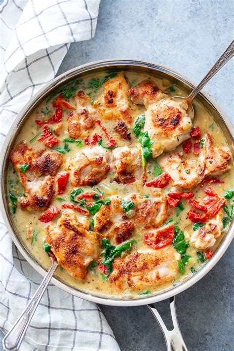 Once done, remove the thighs and set aside on a plate. Creamy Tuscan Chicken (Paleo, Whole30, Keto) | Recipe ...