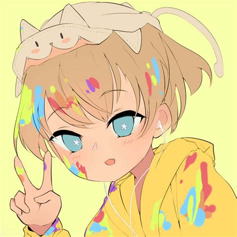 Download Cute Profile Anime Boy With Paint Splashes Pictures