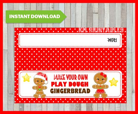 Printable Play Dough Gingerbread Man Kit Bag Topper Make Your Etsy